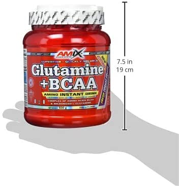 AMIX - Bcaa Glutamina - 530 Gramos - Complemento Alimenticio de Glutamina en Polvo - Reduce el Catabolismo Muscular - Óptimo para Deportistas - Sabor Mango - Aminoácidos Ramificados