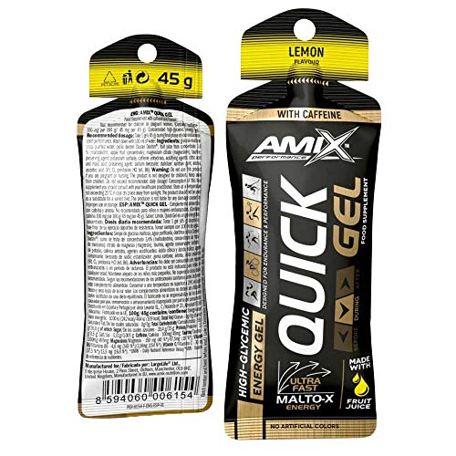 AMIX - Complemento Vitamínico Quick Gel - 40 Sobres de 45 g - Rápida Absorción - Ayuda a Retrasar la Fatiga y Aporta Energía - Formulado a Base de Palatinosa - Sabor Limón
