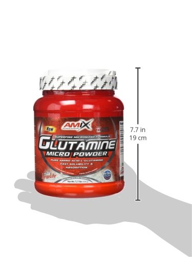 AMIX - Glutamina Polvo - Glutamine - 500 Gr - Contribuye al Desarrollo Muscular - L-Glutamina como Ingrediente Principal - Aporta Aminoácidos Esenciales - Ideal para Deportistas