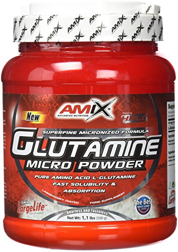 AMIX - Glutamina Polvo - Glutamine - 500 Gr - Contribuye al Desarrollo Muscular - L-Glutamina como Ingrediente Principal - Aporta Aminoácidos Esenciales - Ideal para Deportistas