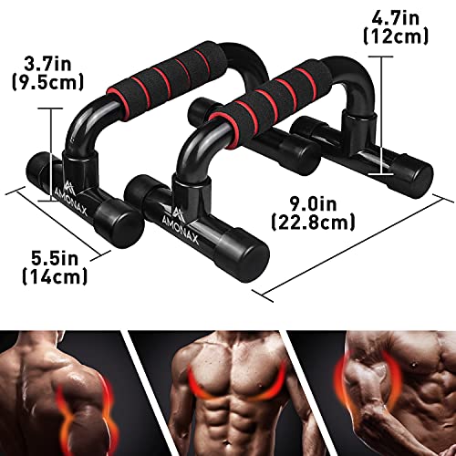 Amonax ejercicio en casa kit (juego de soportes para flexiones, rueda abdominales, cuerda saltar), fitness aparatos de gimnasia, deporte Equipo de entrenamiento de fuerza, musculacion pesas calistenia