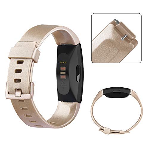 Amzpas Compatible para Fitbit Inspire Correa & Inspire HR Correa, Soft Deportes Pulseras Reemplazo Band Compatible para Fitbit Inspire & Fitbit Inspire HR (02 De Oro, L)