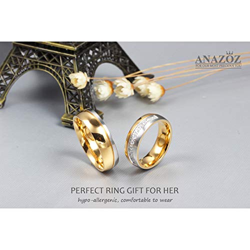 ANAZOZ Anillo 1 Pcs Anillo Acero Inoxidable Anillo Compromiso Anillo de Parejas Anillo Mujer Oro Anillo Hombre Oro Tamaño 20