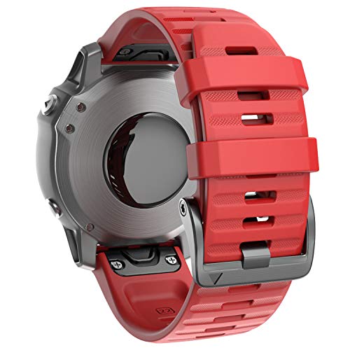 ANBEST Compatible con Fenix 6/Fenix 6 Pro/Fenix 5/Fenix 5 Plus Correa, Pulsera de Repuesto de Silicona Liberación Rápida para Forerunner 935/Forerunner 945/Approach S60, Rojo