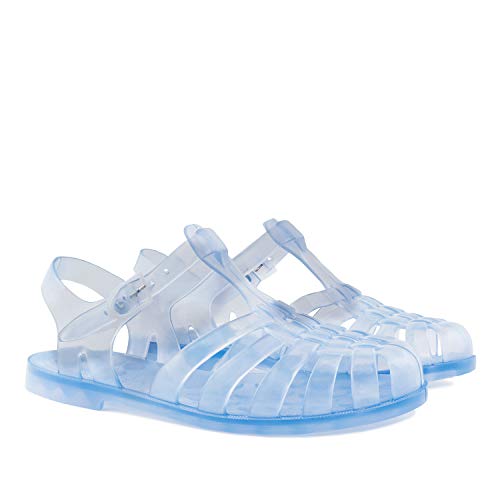 Andrés Machado – Cómodas Sandalias de Verano de Goma Unisex para Mujeres y Hombres - AM188 color transparente- Cangrejeras con Cierre de Hebilla – Talla 42 EU