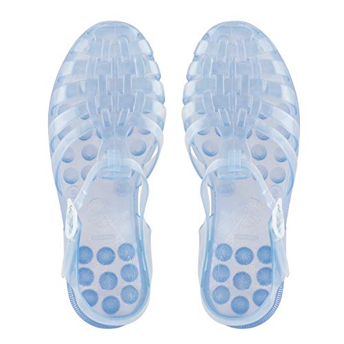 Andrés Machado – Cómodas Sandalias de Verano de Goma Unisex para Mujeres y Hombres - AM188 color transparente- Cangrejeras con Cierre de Hebilla – Talla 42 EU