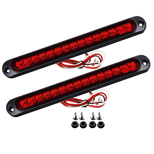 Andylies 2 Piezas 10 Pulgadas 15 LED Luz de Remolque LED Luz de Parada de Luz Trasera Tercera Tira de Barra de Freno para Barcos de Servicio Pesado Camiones Rojo