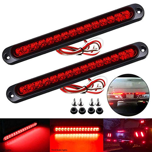 Andylies 2 Piezas 10 Pulgadas 15 LED Luz de Remolque LED Luz de Parada de Luz Trasera Tercera Tira de Barra de Freno para Barcos de Servicio Pesado Camiones Rojo