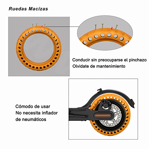 ANSENI® Ruedas Macizas Naranja para Patinete Electrico Rueda de 8.5 Pulgadas,Neumáticos de Reemplazo, Rueda Repuesto Antipinchazo Compatible Xiaomi Scooter Electrico M365/Pro/1S Patinete Cecotec