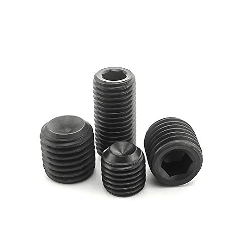 ANSIEDIO Tornillos Allen Negro Cup Point Grub Tornillos de Acero Carbono Tornillos Prisioneros de Cabeza Hexagona - M16×16mm,5 pcs