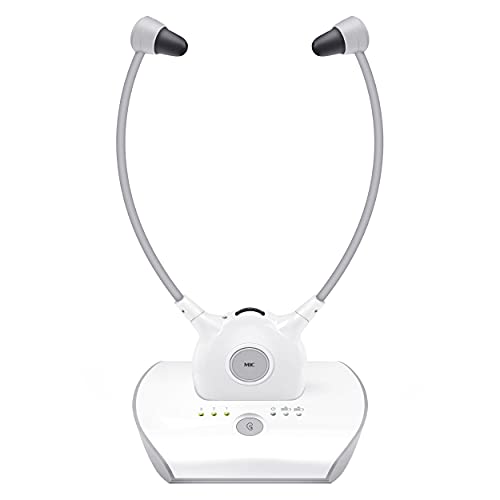 APH100 Auriculares Inalambricos TV, Auriculares TV Inalambricos de Digitales 2,4 GHz con Transmisor para Personas con Oído Daño (3,5 mm AUX, RCA, con 2 Bater)