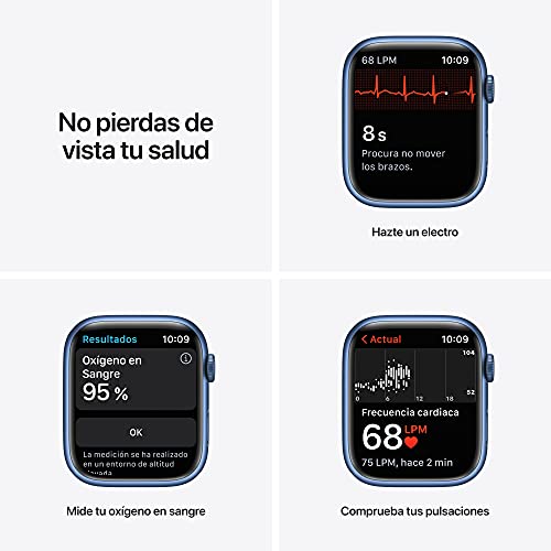 Apple Watch Series 7 (GPS) - Caja de Aluminio en Azul de 45 mm - Correa Deportiva en Color Abismo - Talla única