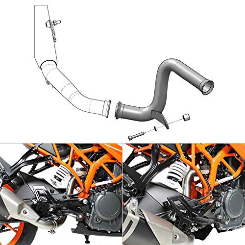 Aramox Convertidor Catalítico de Acero Inoxidable 304 con Tubo Medio de Escape Decatificado, Modificación de Motocicleta con Tubo Medio Eliminado, Apto para 125250390 2017+