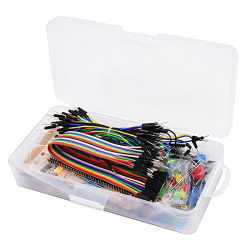 ARCELI Kit de diversión electrónica mejorada con módulo de fuente de alimentación, cable de puente, potenciómetro de precisión, 400 agujeros, placa Breadboard compatible con Arduino, Raspberry Pi