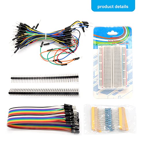 ARCELI Kit de diversión electrónica mejorada con módulo de fuente de alimentación, cable de puente, potenciómetro de precisión, 400 agujeros, placa Breadboard compatible con Arduino, Raspberry Pi