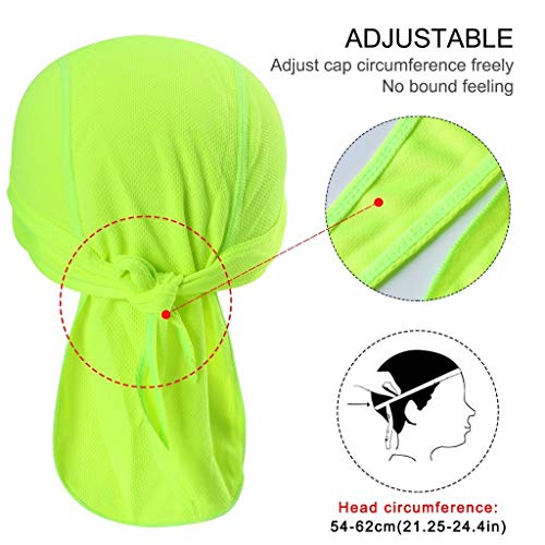 Arcweg Pañuelos de Cabezas Hombres Bandanas Verano Gorros Piratas de Ciclismo con Visera Malla Transpirable UV Protección UPF 50＋Running Deportes al Aire Libre Verde Fluorescente para Cabeza 54-62cm