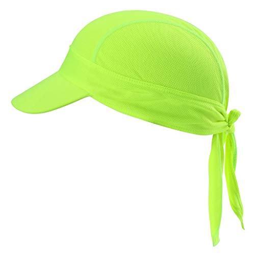 Arcweg Pañuelos de Cabezas Hombres Bandanas Verano Gorros Piratas de Ciclismo con Visera Malla Transpirable UV Protección UPF 50＋Running Deportes al Aire Libre Verde Fluorescente para Cabeza 54-62cm