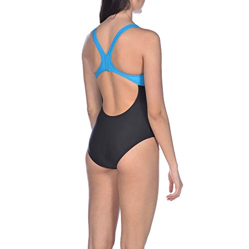 ARENA Bañador Deportivo para Mujer Brilliance, Mujer, Traje de baño de una Sola Pieza, 002263, Negro/Turquesa, Medium