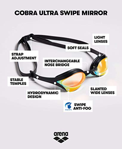 ARENA Gafas Cobra Ultra Swipe Mirror Gafas De Natación, Unisex niños, Yellow Copper, Única