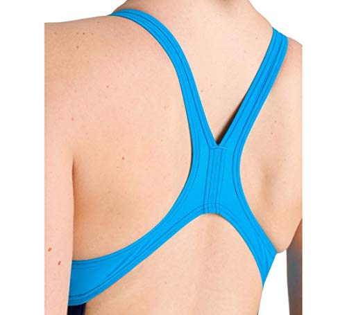 ARENA W Drawing Swim Pro Back One Piece L, Mujer, Navy/Turquoise, 46