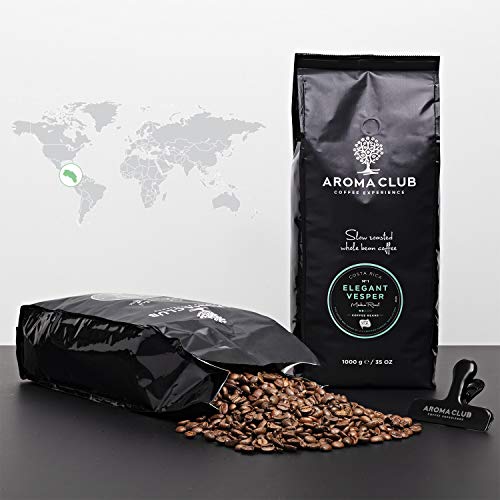 Aroma Club Café en Grano 1 kg - Café Tueste Medio Elegant Vesper – Café 100% Arábica Costa Rica Tueste Lento – Para todas las máquinas de café