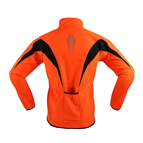 ARSUXEO Invierno Warm UP térmica Softshell Ciclismo chaqueta a prueba de viento impermeable 15-k, naranja/fiesta de bloques, X-Large