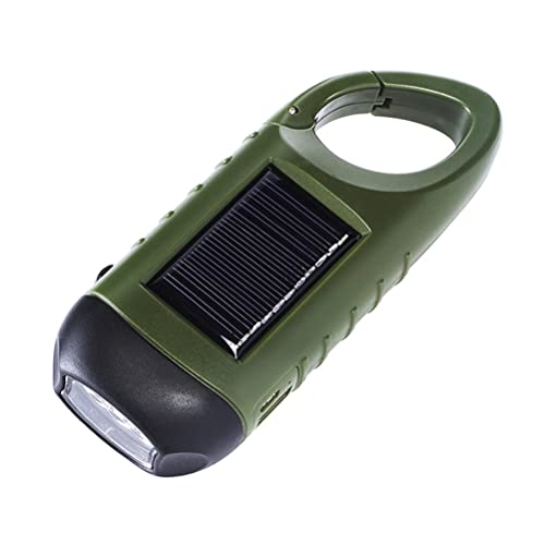ARTOCT Linterna de manivela con energía Solar, Linterna LED portátil de Emergencia Linterna de Supervivencia Linterna de carbiner de Broche rápido Linterna para Acampar Escalada Senderismo