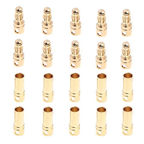 ARUNDEL SERVICES EU 10 Pares 3.5mm Bala de Cobre Conectores de Conector Banana Macho + Hembra para RC Motor ESC Batería Parte TRX4 D90 AXIAL SCX10 RC4WD CC01 Jeep Modelos RC