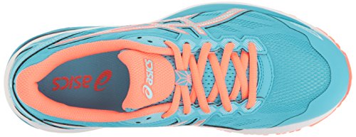 ASICS Women's GT-1000 5 Running Shoe, Aquarium/Silver/Flash Coral, 6 M US