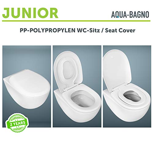 Asiento para inodoro Aqua Bagno Junior Universal con mecanismo de descenso automático de polipropileno, tapa en forma de O con asiento para niños, tapa para inodoro familiar, función de cierre suave