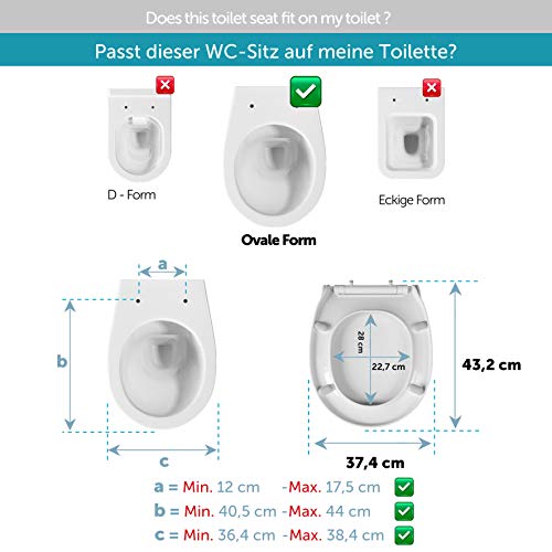 Asiento para inodoro Aqua Bagno Junior Universal con mecanismo de descenso automático de polipropileno, tapa en forma de O con asiento para niños, tapa para inodoro familiar, función de cierre suave