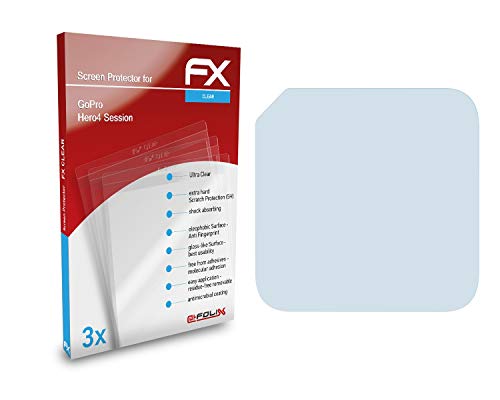 atFoliX Lámina Protectora de Pantalla Compatible con GoPro Hero4 Session Película Protectora, Ultra Transparente FX Lámina Protectora (3X)