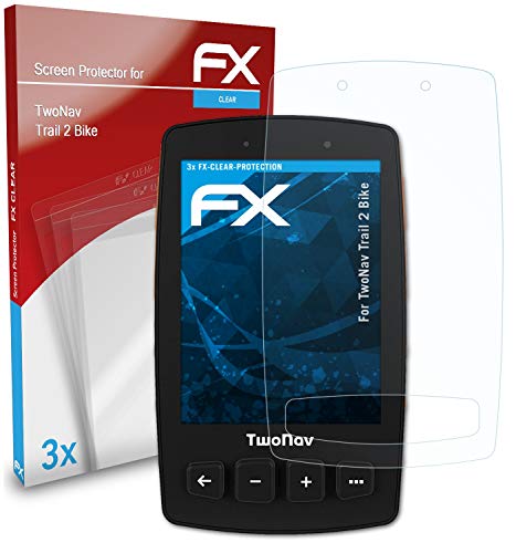 atFoliX Lámina Protectora de Pantalla Compatible con TwoNav Trail 2 Bike Película Protectora, Ultra Transparente FX Lámina Protectora (3X)