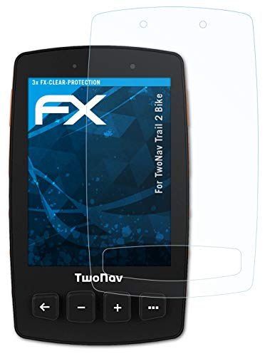 atFoliX Lámina Protectora de Pantalla Compatible con TwoNav Trail 2 Bike Película Protectora, Ultra Transparente FX Lámina Protectora (3X)