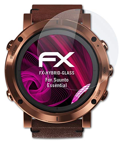 atFoliX Lámina Protectora de plástico Cristal Compatible con Suunto Essential Película Vidrio, 9H Hybrid-Glass FX Protector Pantalla Vidrio Templado de plástico