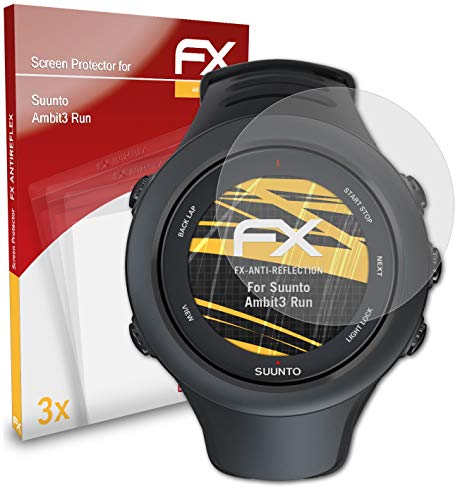 atFoliX Película Protectora Compatible con Suunto Ambit3 Run Lámina Protectora de Pantalla, antirreflejos y amortiguadores FX Protector Película (3X)