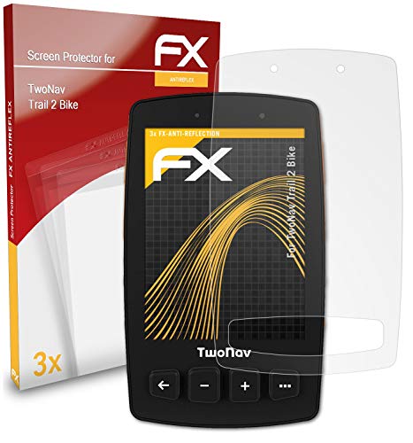 atFoliX Película Protectora Compatible con TwoNav Trail 2 Bike Lámina Protectora de Pantalla, antirreflejos y amortiguadores FX Protector Película (3X)