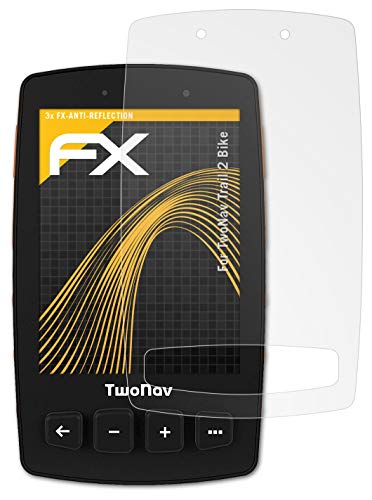 atFoliX Película Protectora Compatible con TwoNav Trail 2 Bike Lámina Protectora de Pantalla, antirreflejos y amortiguadores FX Protector Película (3X)