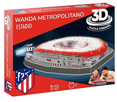 Atlético de Madrid- European Soccer International Puzzle 3D Estadio Wanda Metropolitano con Luz (Eleven Force 14061)