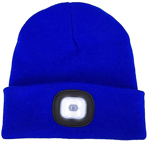 ATNKE Gorro con Luz LED, USB Recargable Gorra para Correr Super Brillante 4 LED Impermeable Luz Invierno Cálido Faros Regalos para Hombre y Mujer/Blue