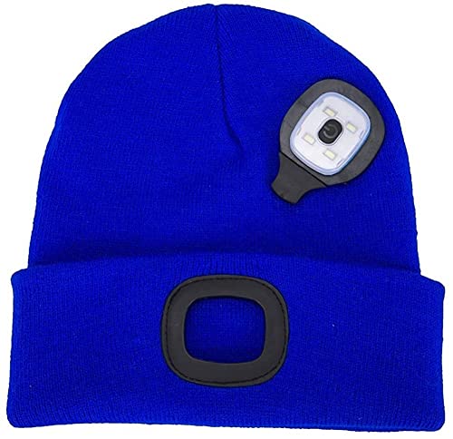 ATNKE Gorro con Luz LED, USB Recargable Gorra para Correr Super Brillante 4 LED Impermeable Luz Invierno Cálido Faros Regalos para Hombre y Mujer/Blue