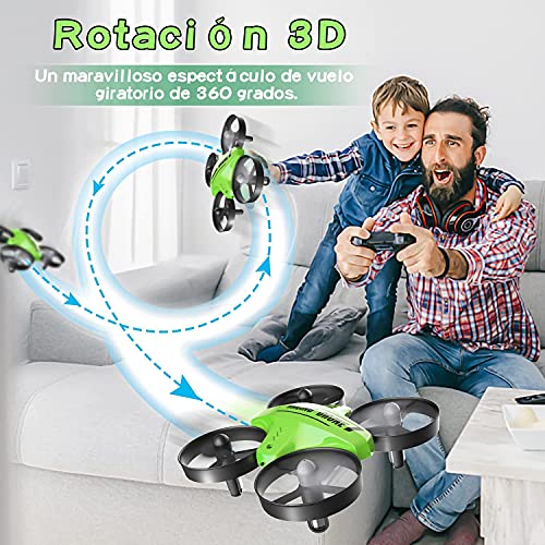 ATOYX Mini Drone para Niños, RC Helicopter Quadcopter AT-66C, 3D Flips, Modo sin Cabeza, Estabilización de Altitud, 3 Velocidades,3 Baterías, Regalo para Niños y Principiantes (Verde)