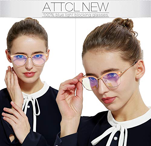 ATTCL Gafas unisex con Armazón metal para Protección contra Luz Azul, Anti Fatiga por Deslumbramiento 5054Rosa