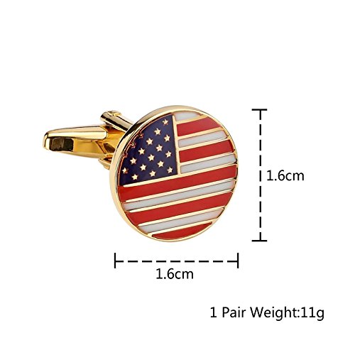 AueDsa Gemelos Hombres Acero Inoxidable para Camisa Azul Rojo Gemelos de Camisa Bandera Americana
