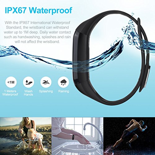 August SWB200 Pulsera de Actividad Fitness Tracker con App Habilitada Pantalla OLED Pulsera Inteligente Impermeable IP67 con Notificación de Mensajes Remote Photo Taker