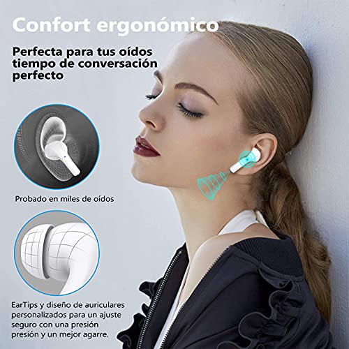 Auriculares Bluetooth, Auriculares inalámbricos Bluetooth 5.0 con reducción de Ruido, Cascos Inhalabricos In Ear, IPX7 Impermeables,Control Táctil, 120 Horas en Espera