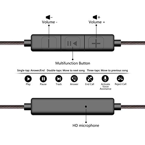 Auriculares In-Ear con micrófono, Auriculares VddSmm In-Ear Auriculares, estéreo con Aislamiento de Ruido para, Samsung, y Todos los Dispositivo de Interfaz de 3,5mm (Negro)