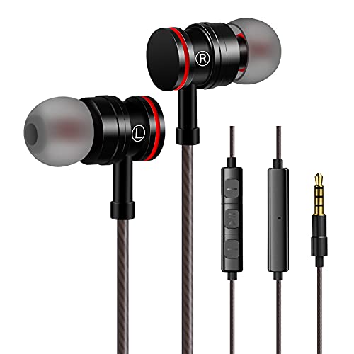 Auriculares In-Ear con micrófono, Auriculares VddSmm In-Ear Auriculares, estéreo con Aislamiento de Ruido para, Samsung, y Todos los Dispositivo de Interfaz de 3,5mm (Negro)