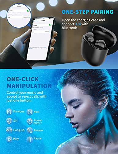 Auriculares Inalambricos - Auriculares Bluetooth 5.0 con Control Táctil - Auriculares Inalámbricos Bluetooth con Micrófono Incorporado - IPX5 Cascos - para Xiaomi iPhone Samsung Huawei