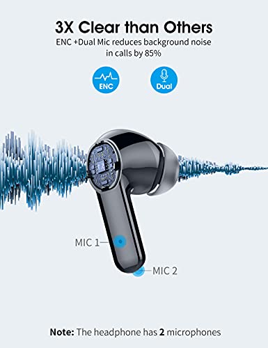 Auriculares Inalambricos, Cascos Inalambricos Bluetooth 5.1, Estéreo de HiFi, 40 Horas de Reproducción, Auriculares Bluetooth IPX7 Impermeable, Control Táctil (Negro)